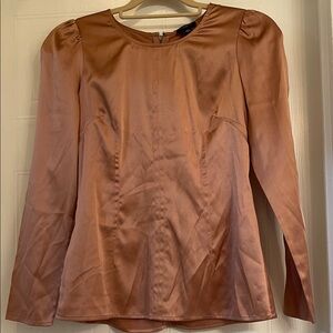 Ann Taylor Woman’s Petite Elegant Blush Satin Long Sleeve Top  Size 6P